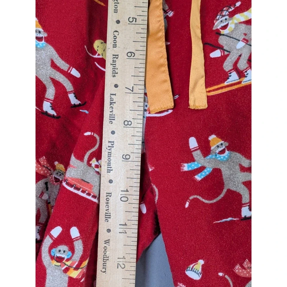 Nick &‎ Nora Flannel Pajama Set Womens S Red Sock Monkey Christmas Winter